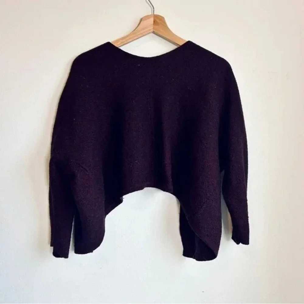 Brandy Melville I Burgundy Marled Knit Cropped Open Front Cardigan Sweater Women